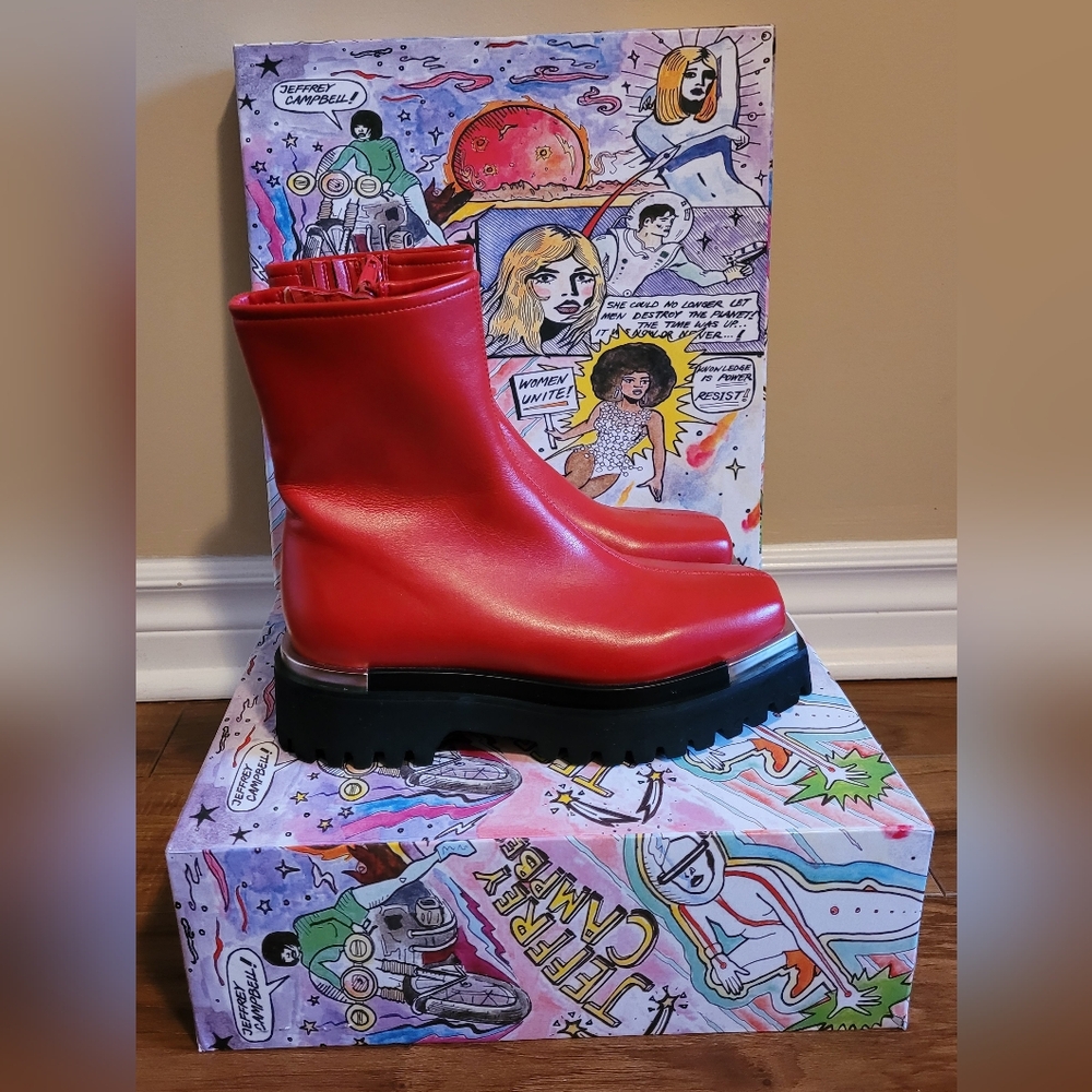 Jeffrey Campbell NIB boots Devout red lug sole size 6.5